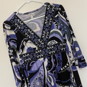 SWEET STORM Women's Black and Purple Patterned Dress